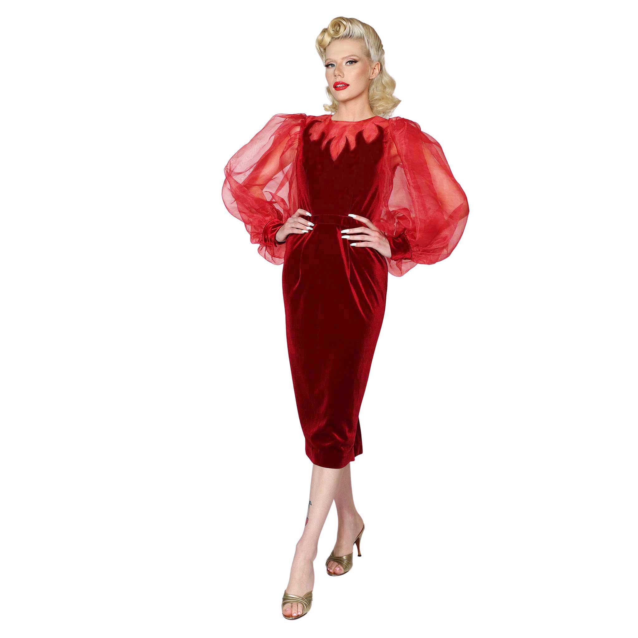 "Lola" 1950s Style Flame Gown