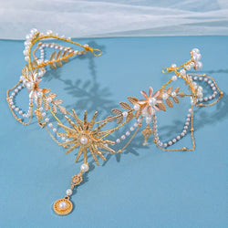 "Demeter" Starburst and Flowers Tiara width=100 