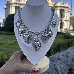 "Tamara" Silvery Hearts Necklace