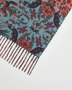 "Fable Folksy Fox" Teal Scarf