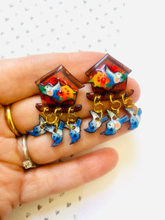 "Gwen" Bird House Earrings
