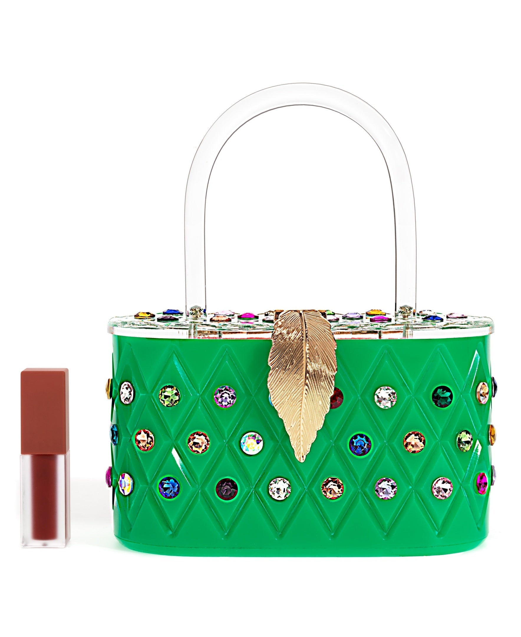 Womens Emerald Rainbow  Top Handle Clutch Bag-1