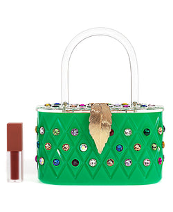 Womens Emerald Rainbow  Top Handle Clutch Bag-1 width=100 