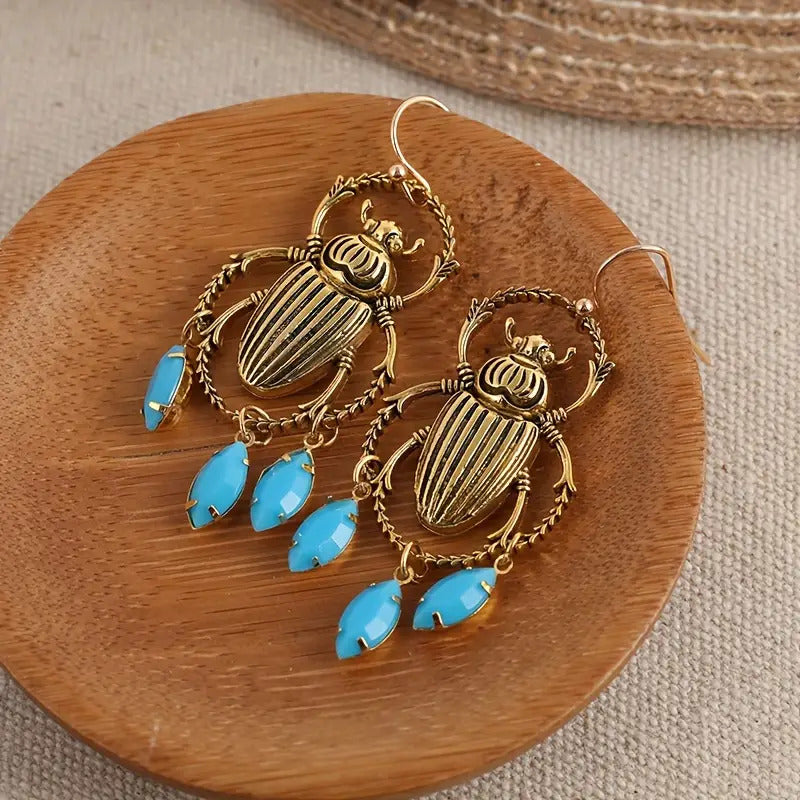 "Nerthus" Scarab and Beads Earrings