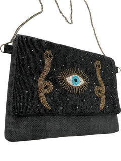 "Lumina" Snake Bag - Black