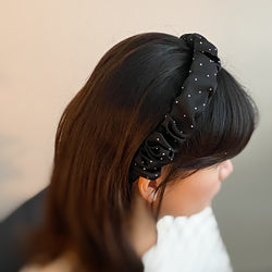 Scrunched Satin Jewel Dotted Headband-3 width=100 