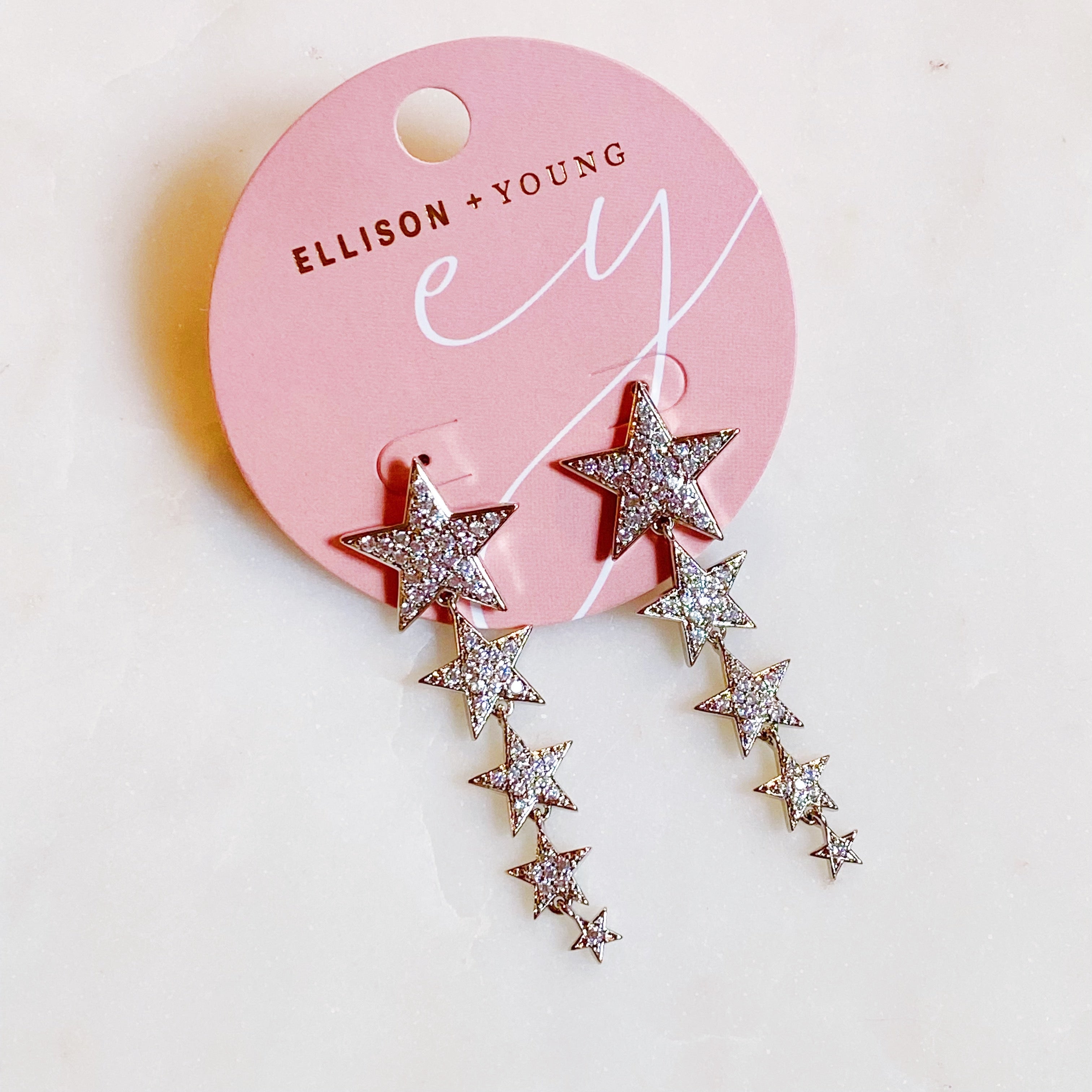 Five Stars Dangle Down Earrings-3