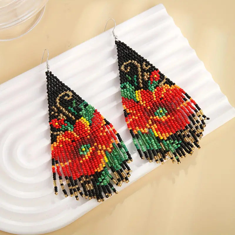 "Monica" Beaded Flower Earrings