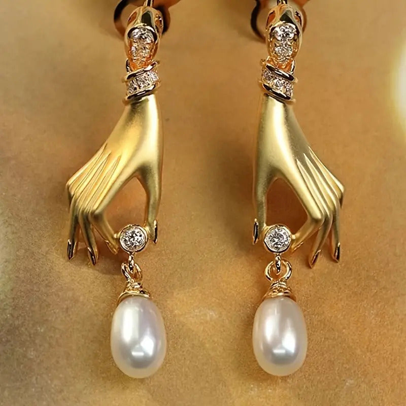 "Daisy" Hand and Pearl Earrings