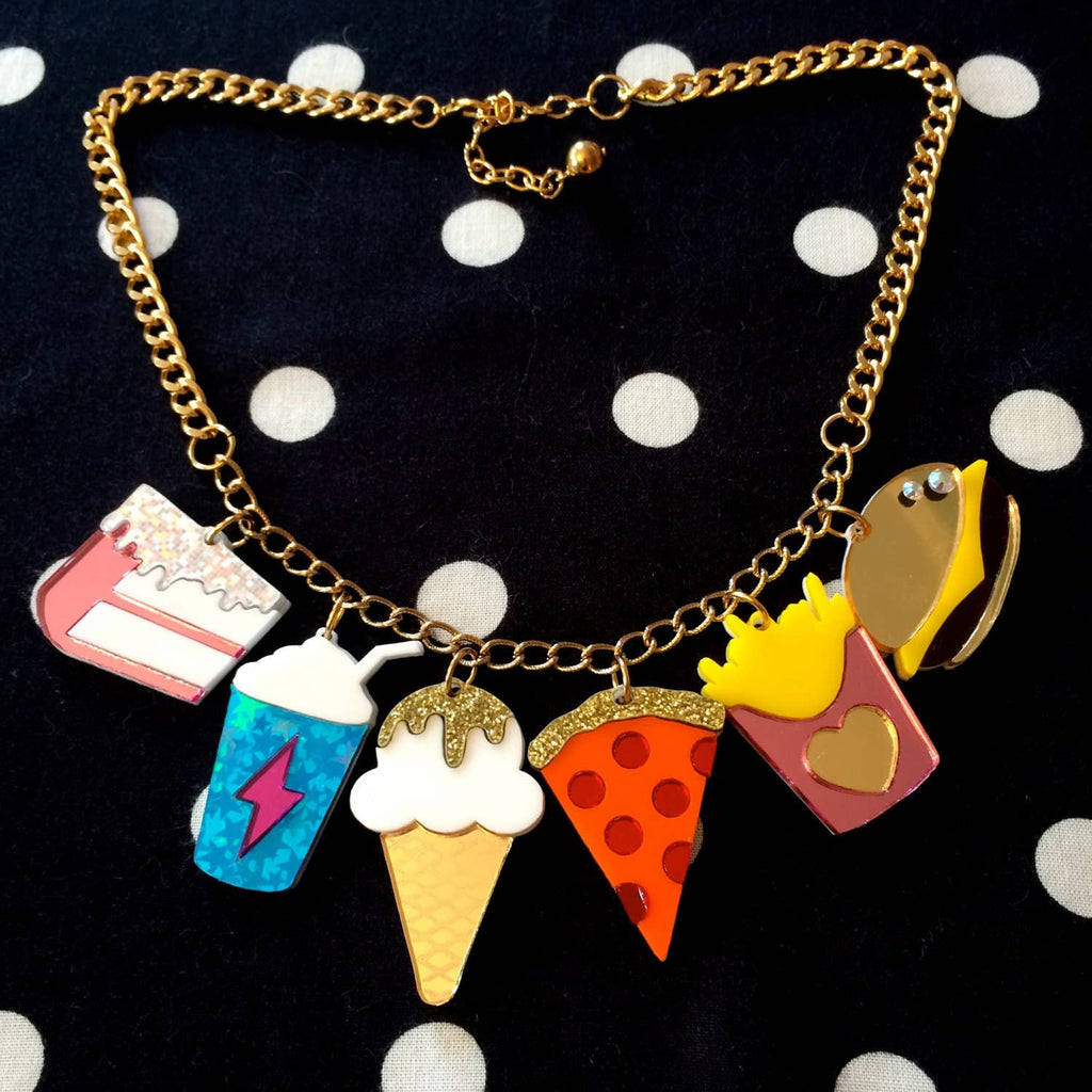 Junk Food Acrylic Charm Statement Necklace-0