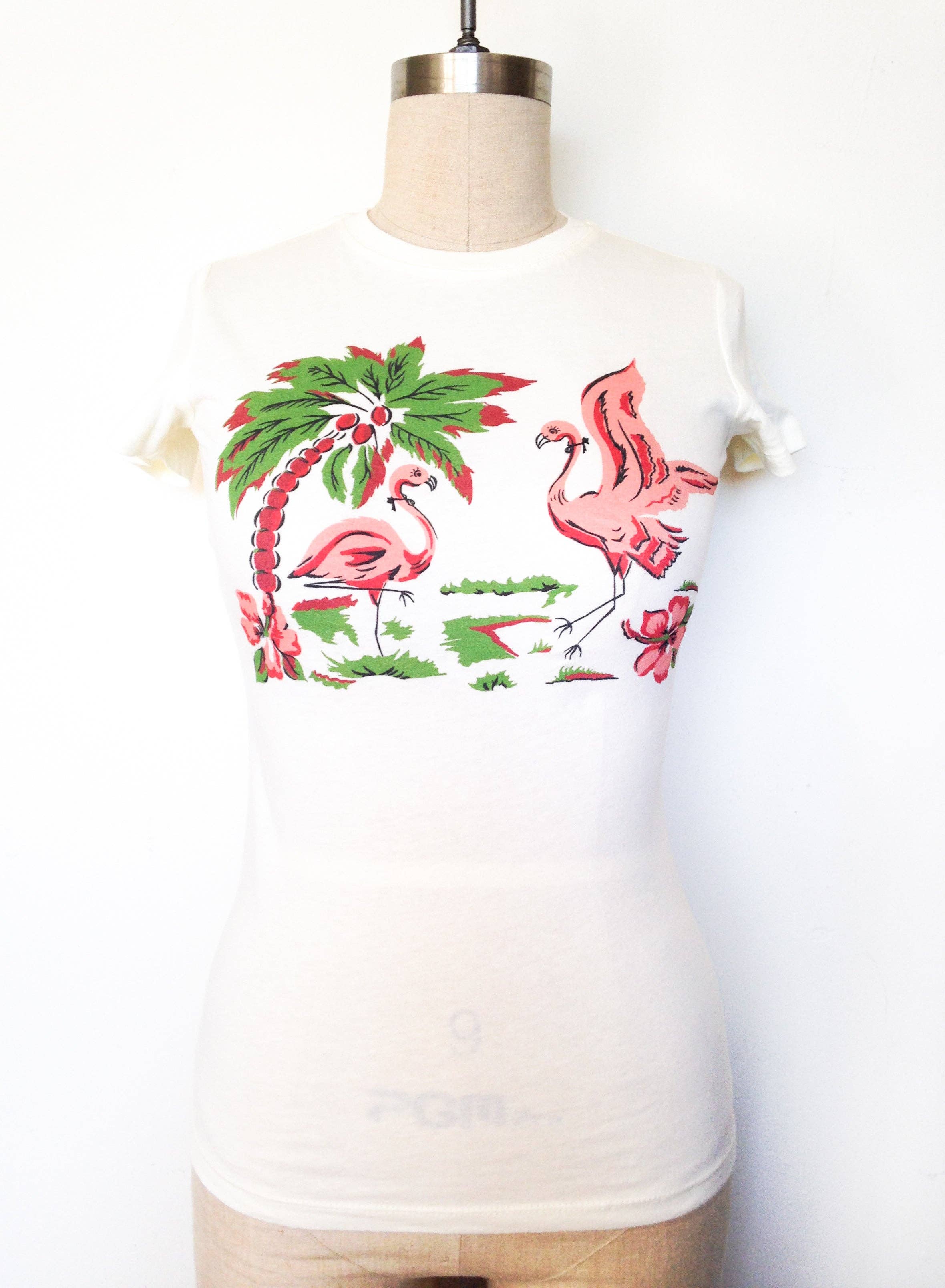 Pink Flamingo Fitted Tee in Ivory-3