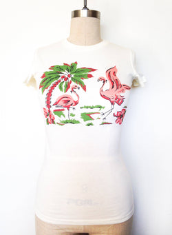 Pink Flamingo Fitted Tee in Ivory-3 width=100 