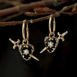 "Clover" Heart and Dagger Earrings width=100 