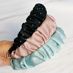 Scrunched Satin Jewel Dotted Headband-0 width=100 