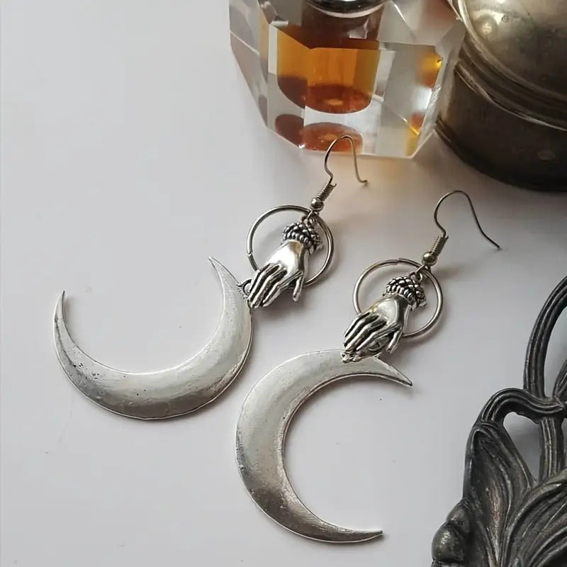 "Niobe" Crescent Moon Hand Earrings