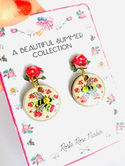 Pretty Bee & Roses Earrings by Rose Rose Parker-2 width=100 