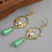 "Gerda" Art Nouveau Beaded Earrings width=100 