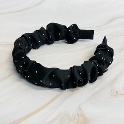 Scrunched Satin Jewel Dotted Headband-4 width=100 