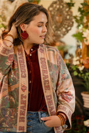 "Courage Dear Heart" Fleece Cottage Cardigan Kimono Jacket width=100 