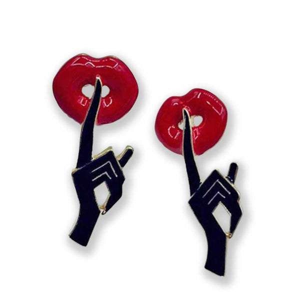 "Molly" Finger and Lips Earrings
