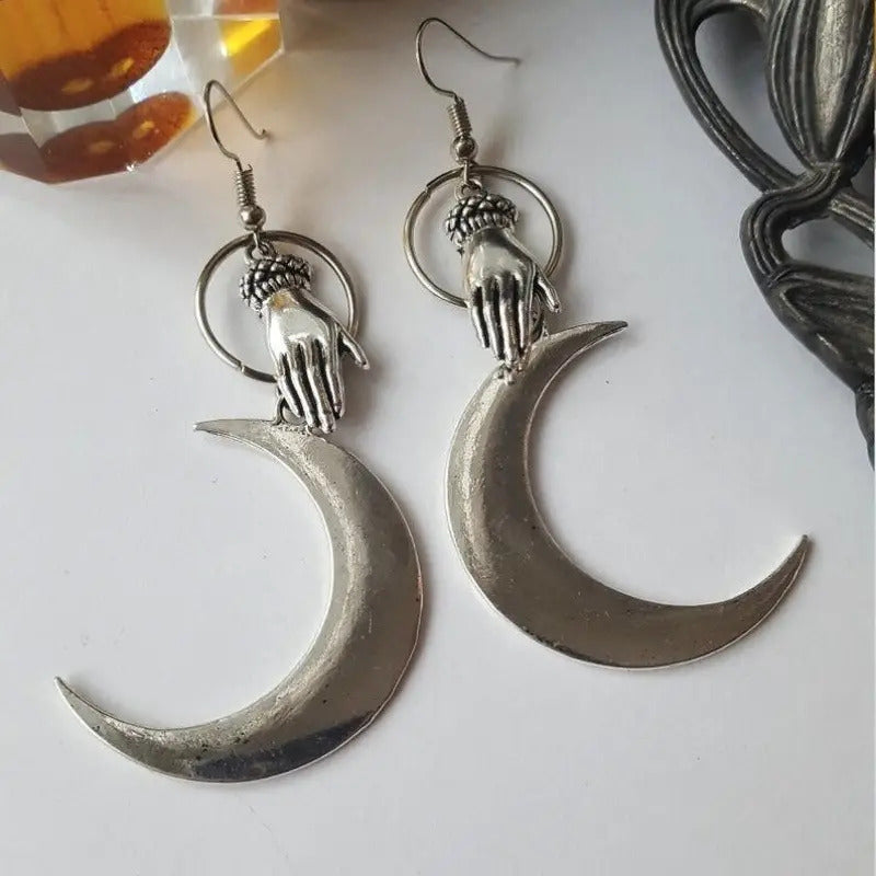 "Niobe" Crescent Moon Hand Earrings