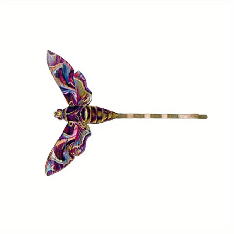 "Georgina" Blue Moth Bobby Pin