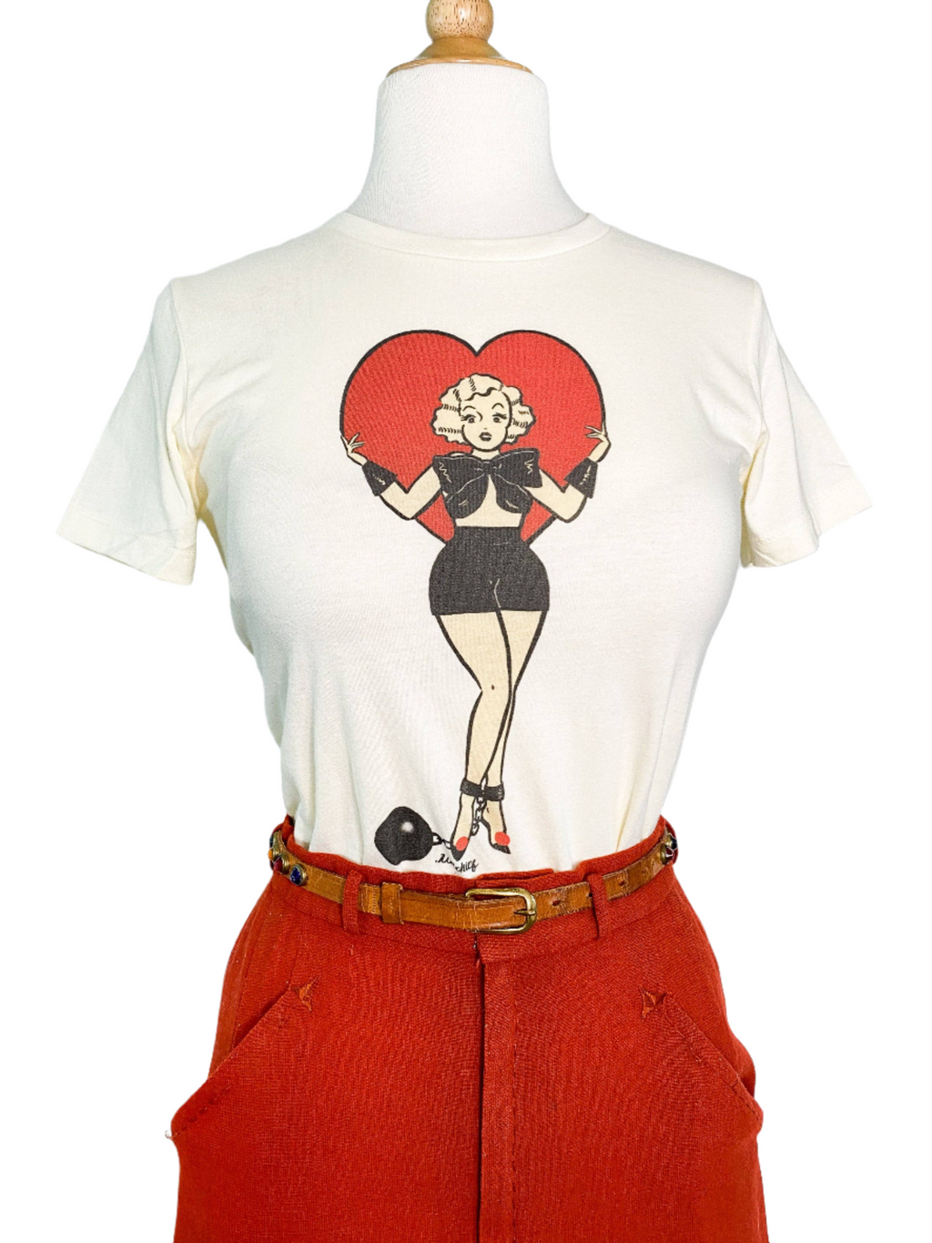Prisoner of Love Fitted Tee in Ivory-0