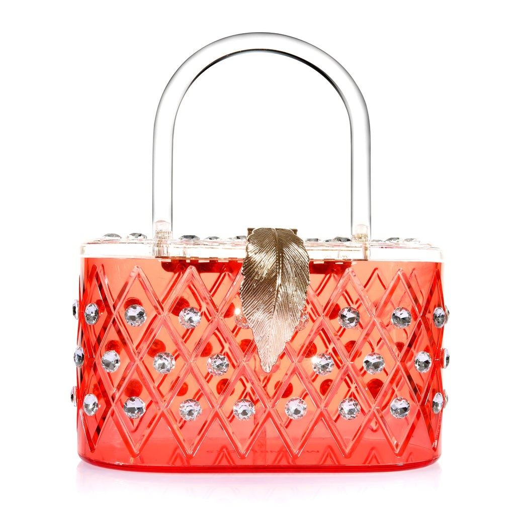 Retro Coral Passion Top Handle Acrylic Bag-0