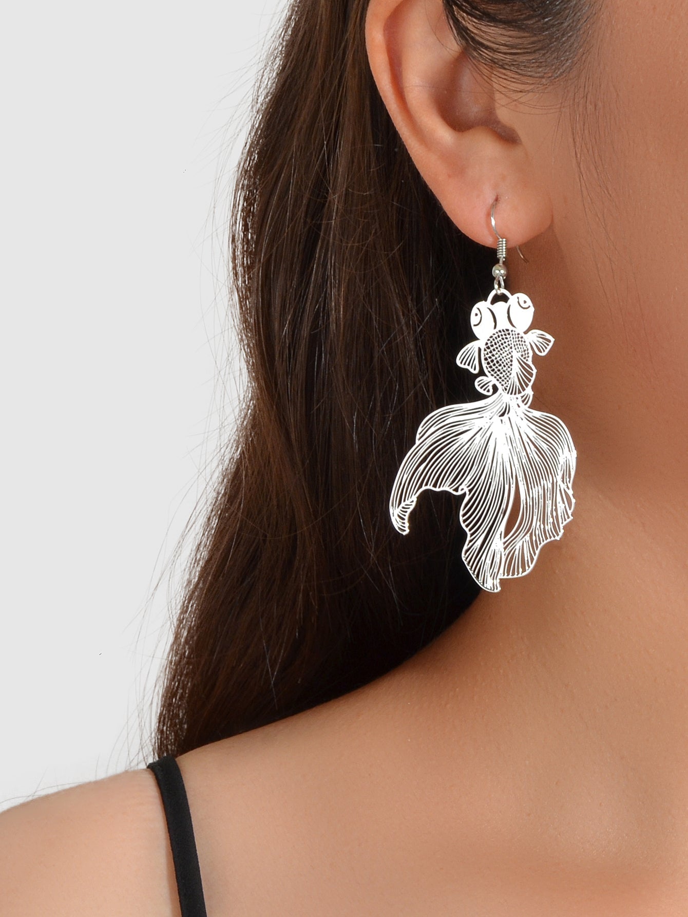AU Stock Lovely Goldfish Shape Drop Dangle Earrings Hollow Fish Party Jewellery-6