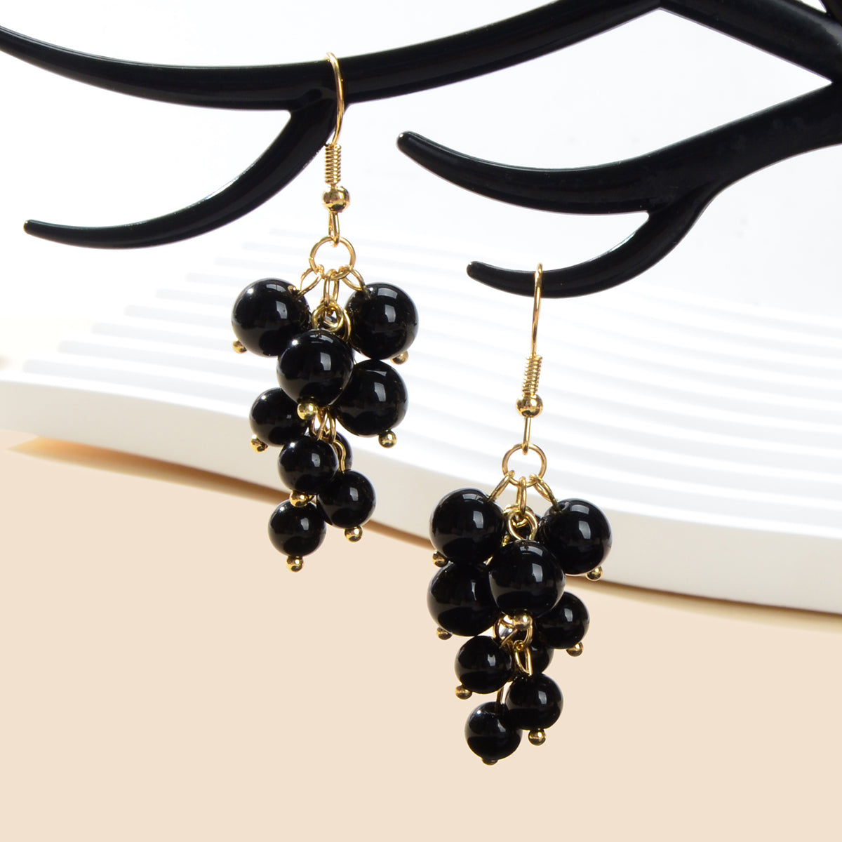 Drop Dangle Handmade Grape Cluster Earrings Colorful Cute Fruit Hook Eardrop-9