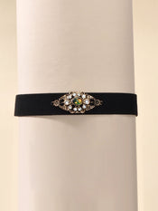 90s Retro Antique Gold Flower Black Velvet Tattoos Choker Necklace Gothic Collar-3 width=100 