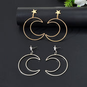 Hollow Out Large Moon Pendant Earrings Celestial Statement Jewelry Holiday Gift-0 width=100 