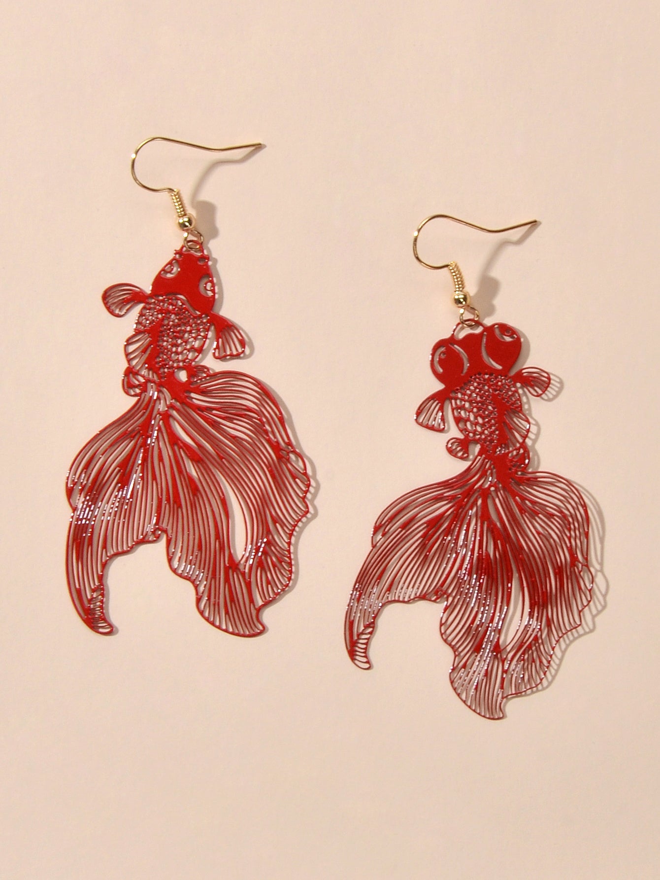 AU Stock Lovely Goldfish Shape Drop Dangle Earrings Hollow Fish Party Jewellery-2