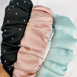 Scrunched Satin Jewel Dotted Headband-2