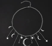 Star Moon Tassel Pendant Necklace width=100 