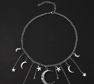 Star Moon Tassel Pendant Necklace