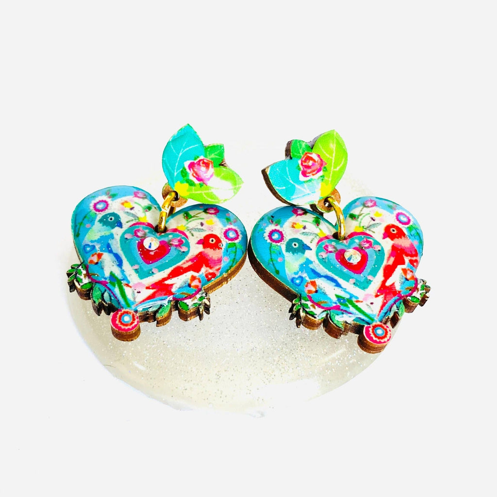 Love Bird Heart Shaped Earrings by Rosie Rose Parker-0