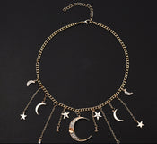 Star Moon Tassel Pendant Necklace width=100 