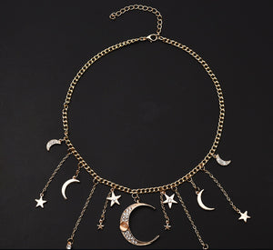Star Moon Tassel Pendant Necklace