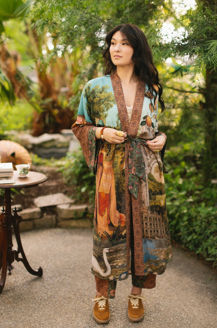 "Secret Garden" Kimono with Swan