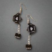 Heart Pattern Black Resin Teapot Cup Dangle Punk Hip Hop Earrings Teens Jewelry-0 width=100 