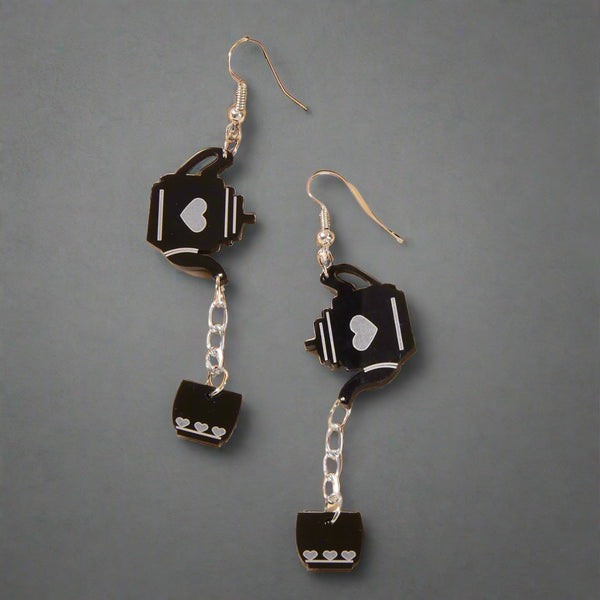 "Cloverdale" Black Teapot Earrings