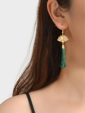 Ethnic Traditional Gold Sector Tassel Dangle Pendant Earrings American Jewellery-0 width=100 