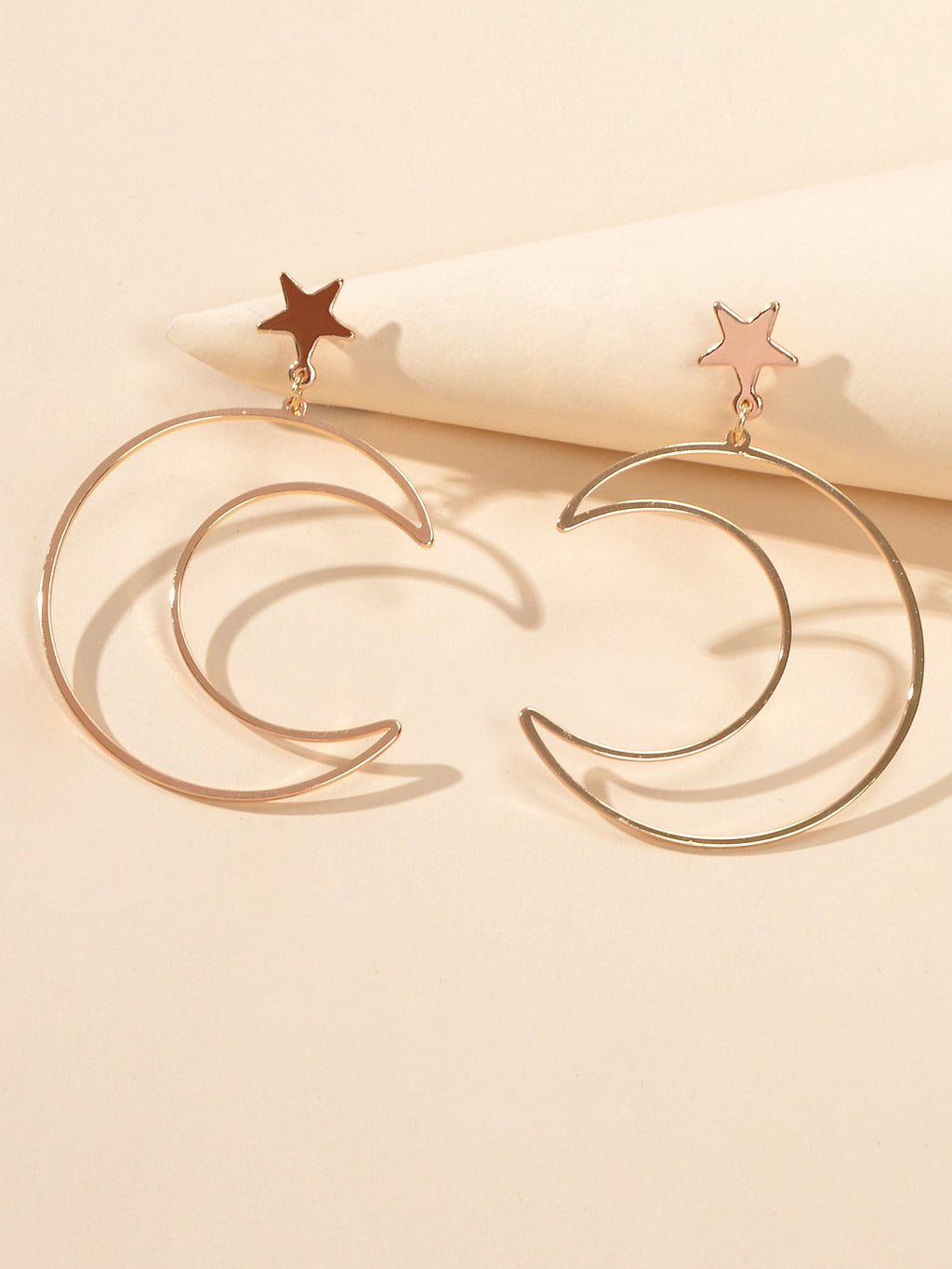 Trendy Minimalist Jewellery Gold Silver Star Moon Dangle Earrings Accessories-0