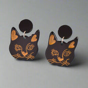 Party Jewellery Gift Black Beige Acrylic Dangle Cute Animal Cartoon Cat Earrings-0 width=100 