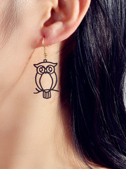 Punk Designer Jewellery Gothic Black Hollow out Owl Dangle Minimalist Earrings-0 width=100 