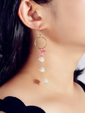 Charming Pearl Green Hotpink Resin Leaf Charm Gold Circle Dangle Women Earrings-4 width=100 
