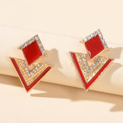 Costume Jewellery Rhinestone Enamel Triangle Geometric Stud Bridal Earrings Gift-6 width=100 