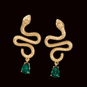 Snake Drop Earrings Dangle Big Green Rhinestone Emerald Charm Stud Punk Jewelry-0 width=100 