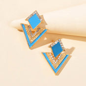 Costume Jewellery Rhinestone Enamel Triangle Geometric Stud Bridal Earrings Gift-4 width=100 